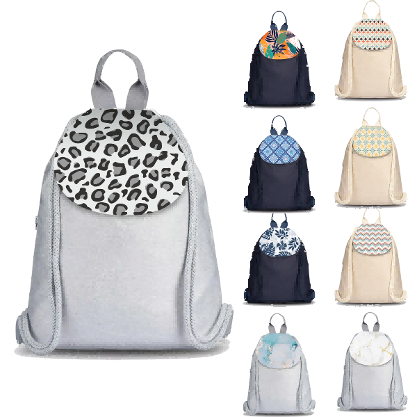 Factory custom removable Leopard drawstring backpack