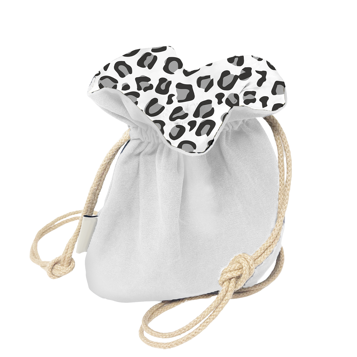 Factory custom polyester leopard print mini drawstring bag